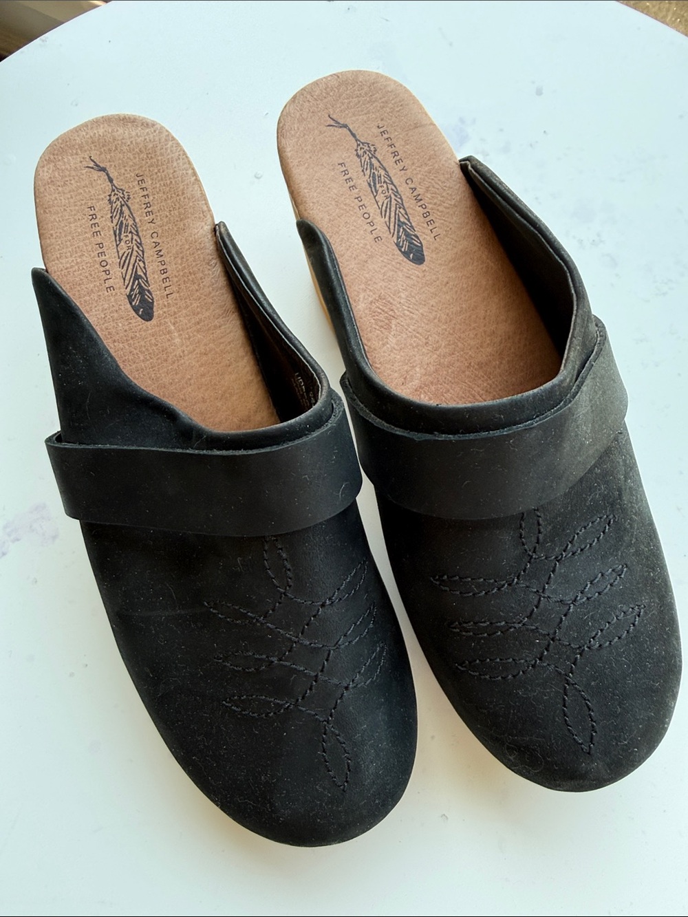 Jeffrey Campbell Black Suede Slip-On Clogs